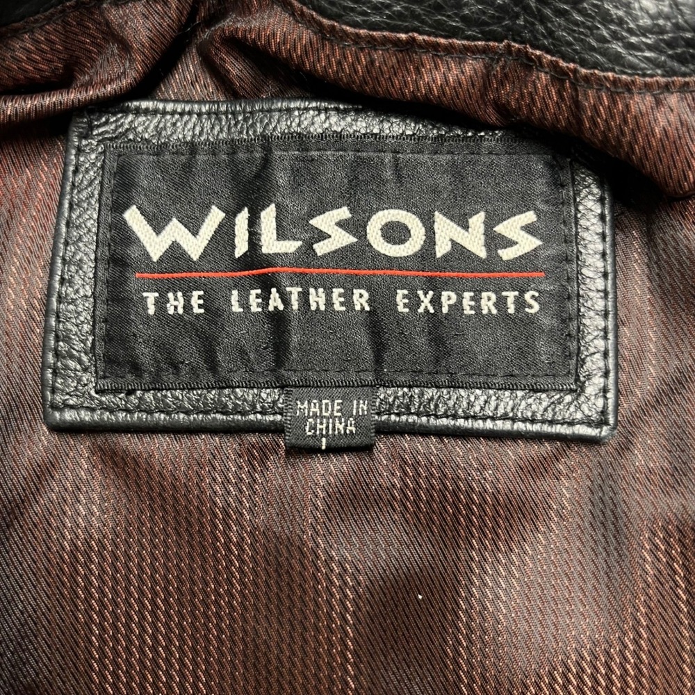VTG Wilsons‎ The Leather Experts Black Leather Blazer Jacket motorcycle Large